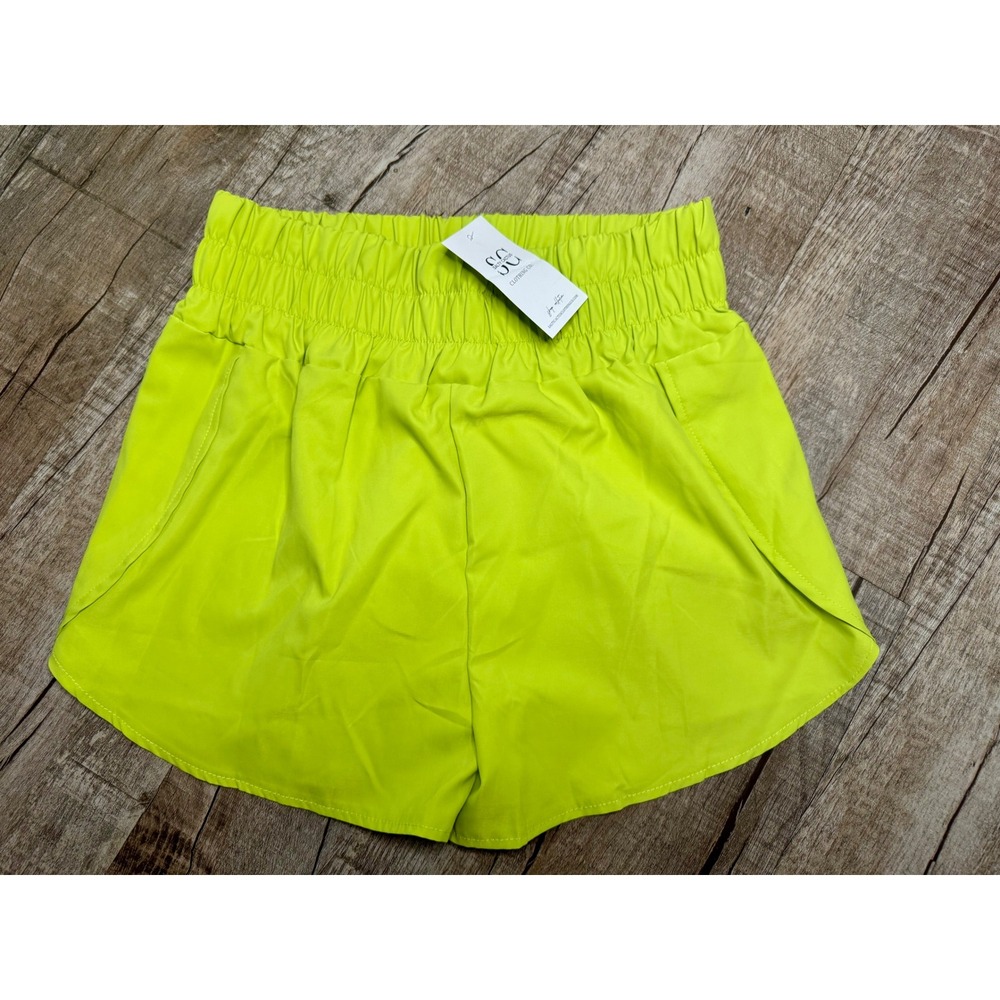 Salty Cactus Neon Lime Green Smocked High Waist Shorts XL NWT CHB762713